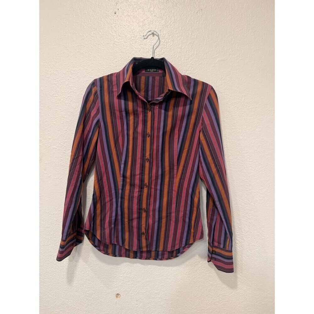 Etro Striped Long Sleeve Button-Up Top Size 40